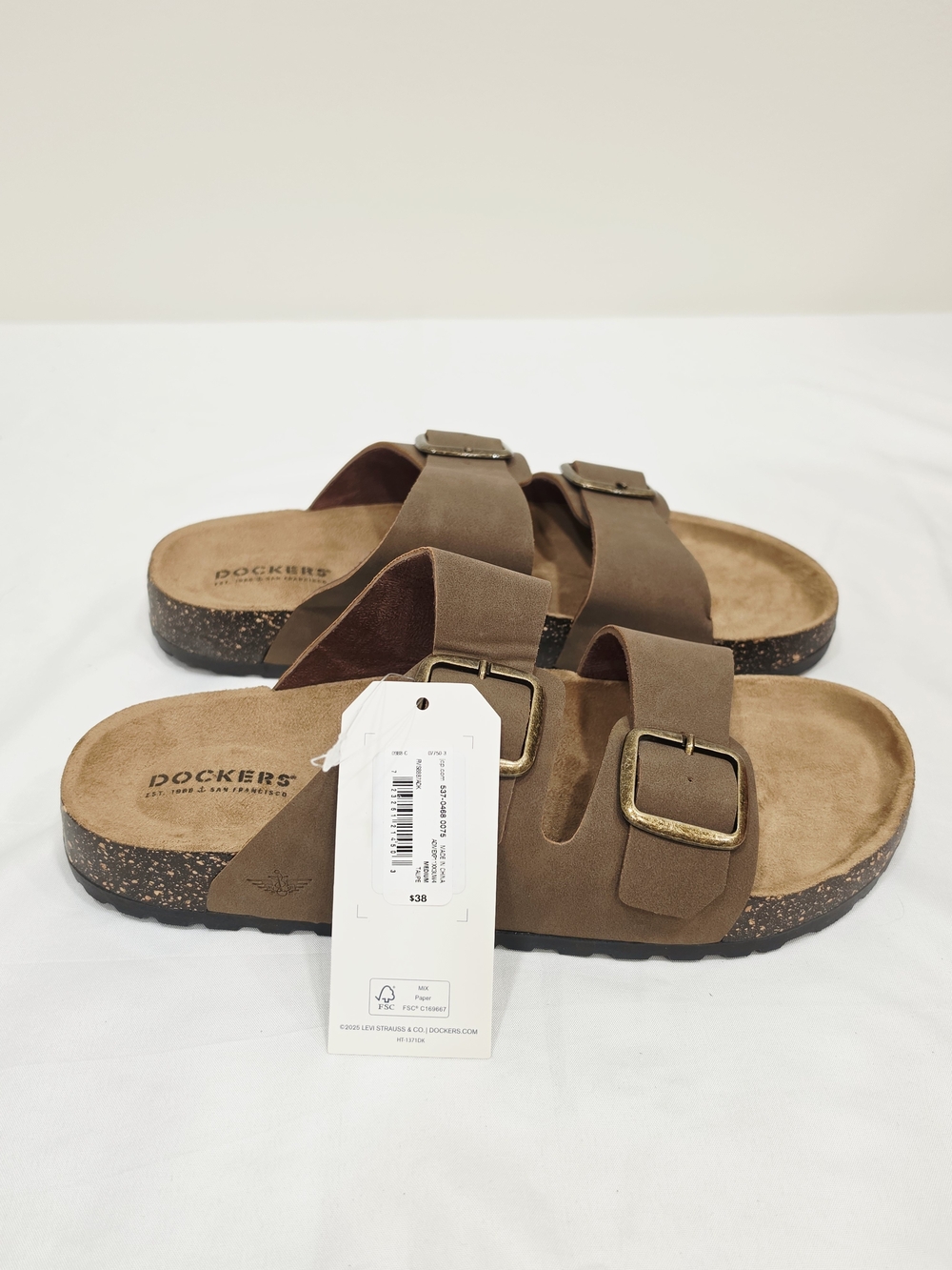 Dockers Brown Double-Buckle Cork Footbed Sandals - Picture 5 of 8
